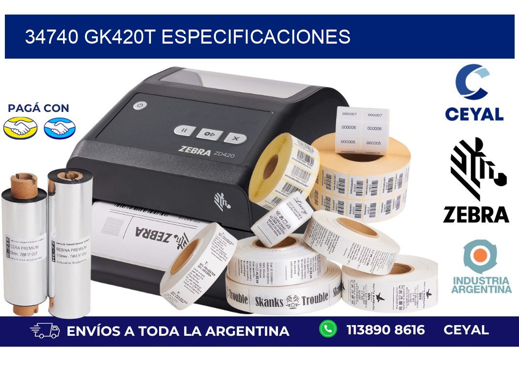 34740 GK420T especificaciones