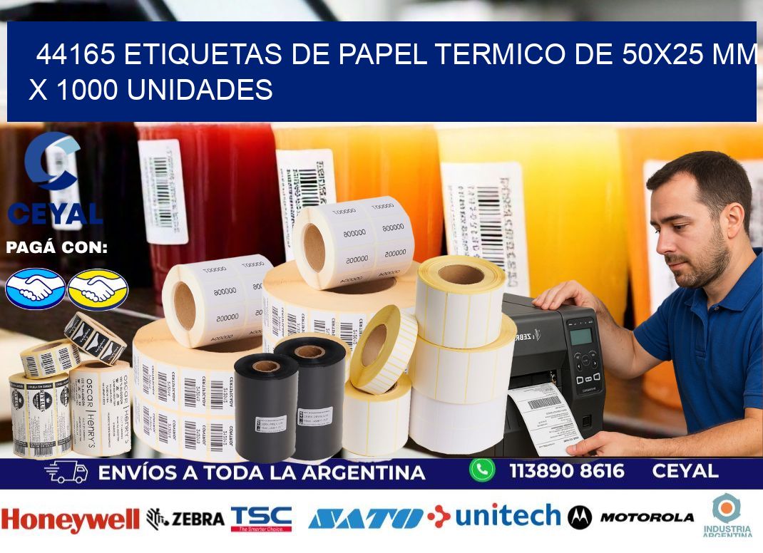 44165 Etiquetas De Papel Termico De 50x25 Mm X 1000 Unidades