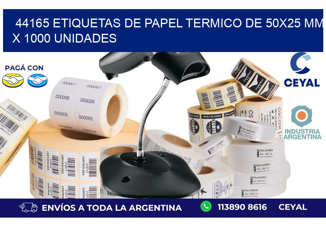 44165 Etiquetas De Papel Termico De 50x25 Mm X 1000 Unidades