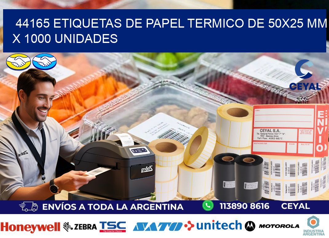 44165 Etiquetas De Papel Termico De 50×25 Mm X 1000 Unidades