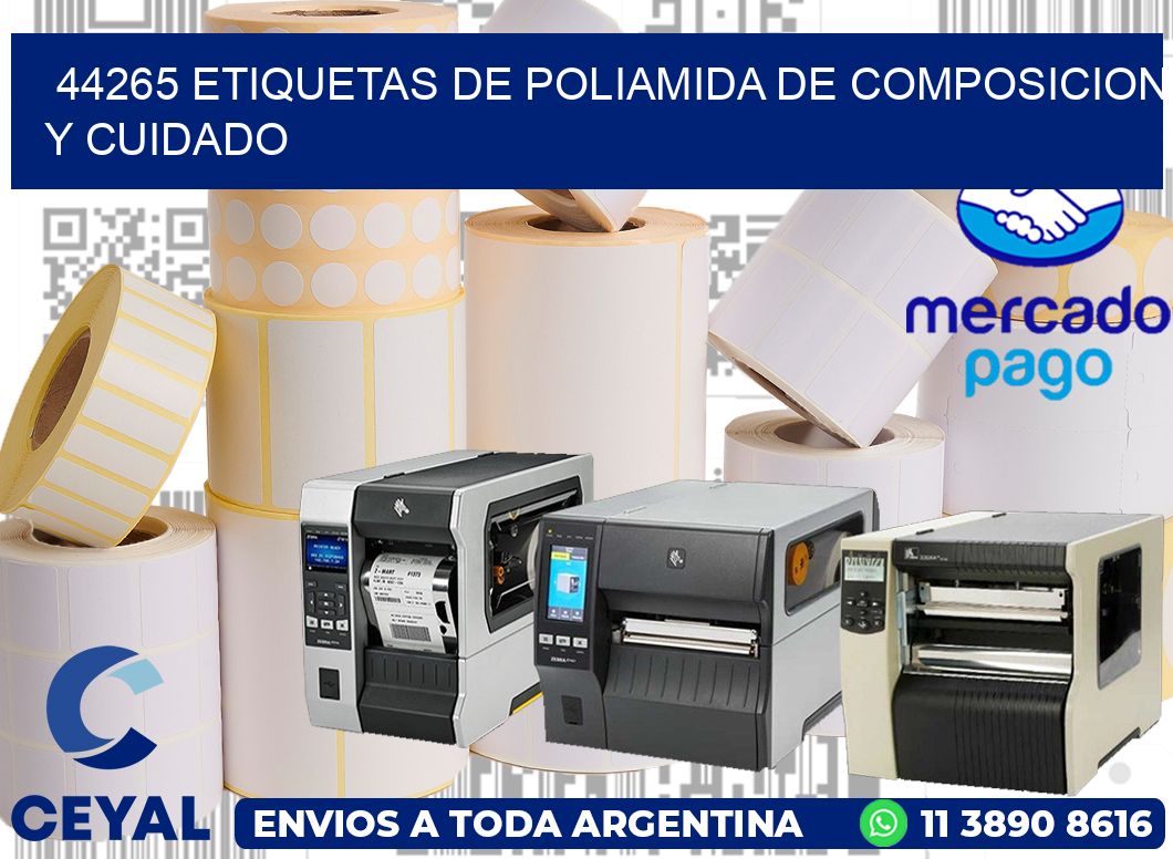44265 etiquetas de poliamida de composicion y cuidado