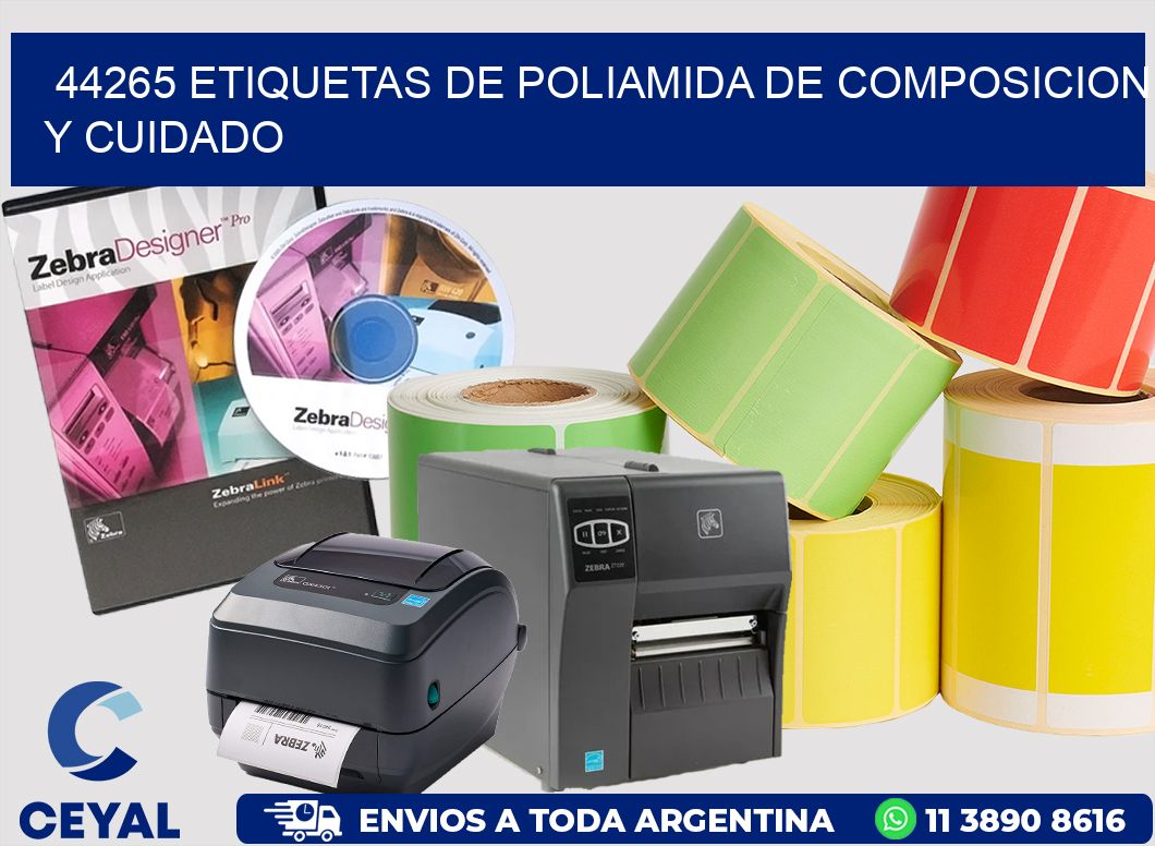 44265 etiquetas de poliamida de composicion y cuidado