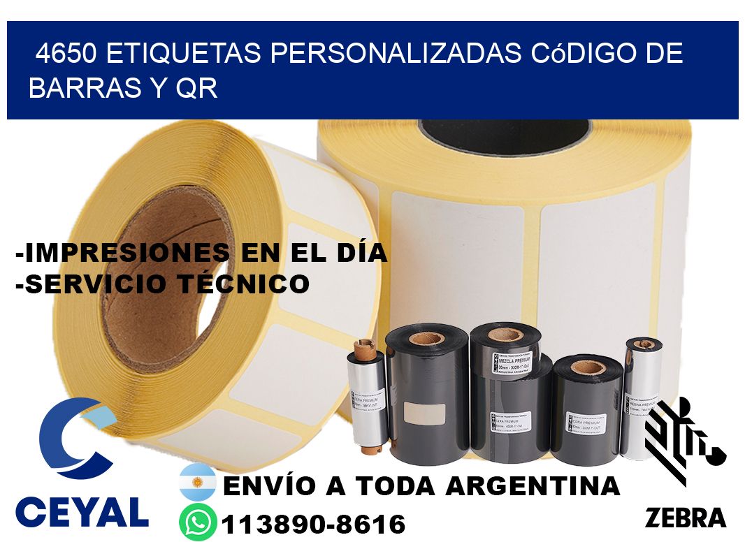 4650 etiquetas personalizadas código de barras y QR