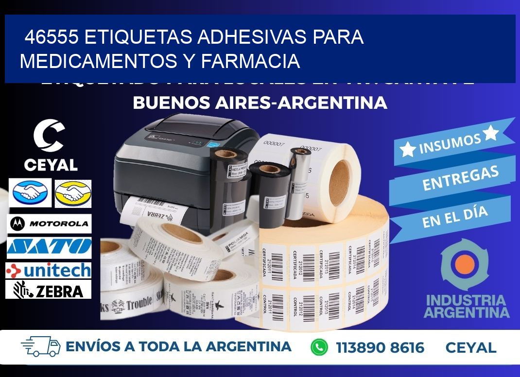 46555 Etiquetas adhesivas para medicamentos y farmacia