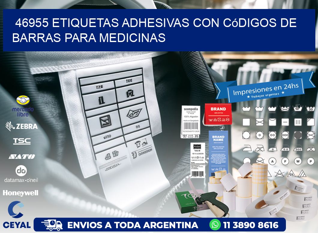 46955 etiquetas adhesivas con códigos de barras para medicinas