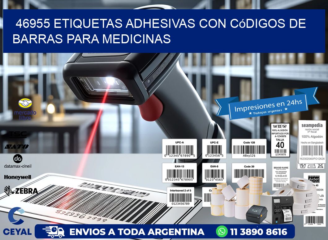 46955 etiquetas adhesivas con códigos de barras para medicinas