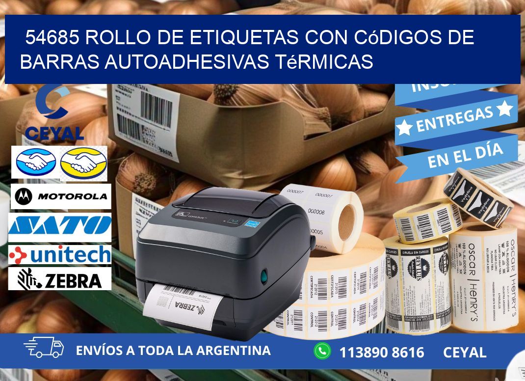 54685 Rollo de etiquetas con códigos de barras autoadhesivas térmicas