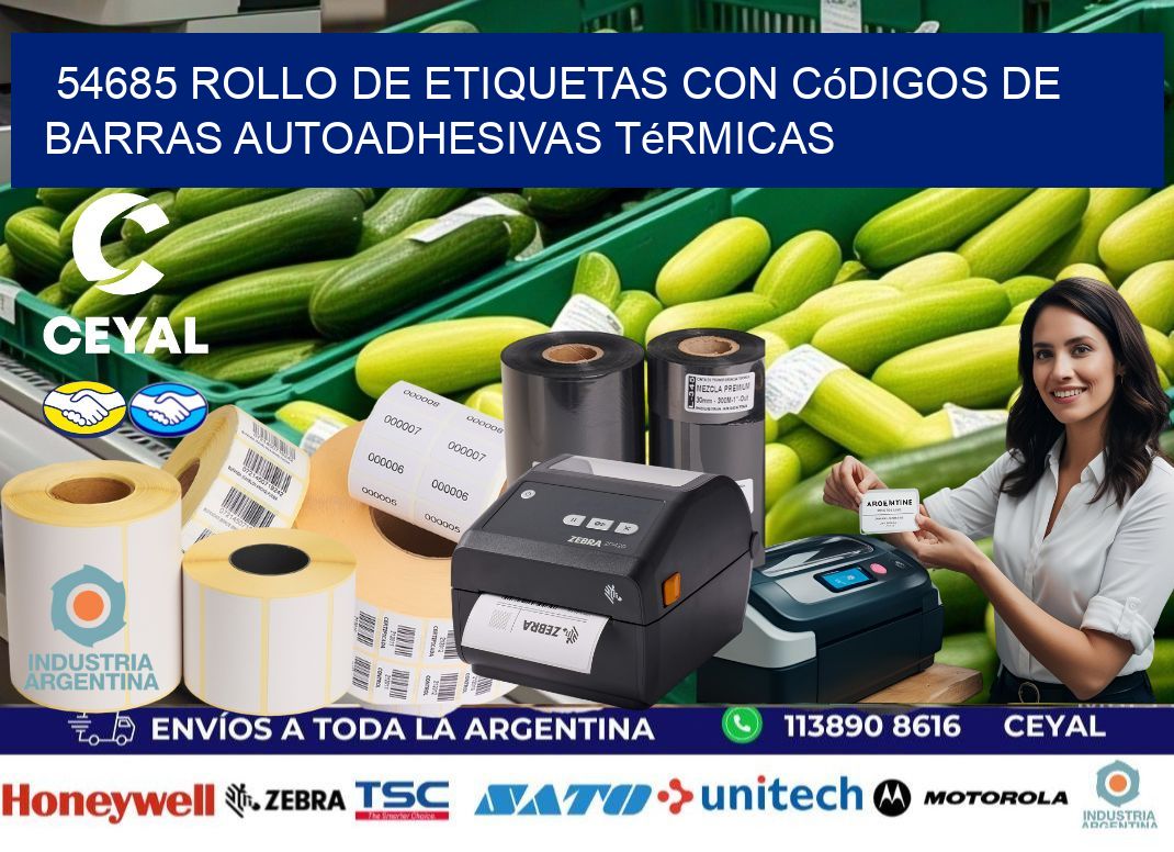 54685 Rollo de etiquetas con códigos de barras autoadhesivas térmicas