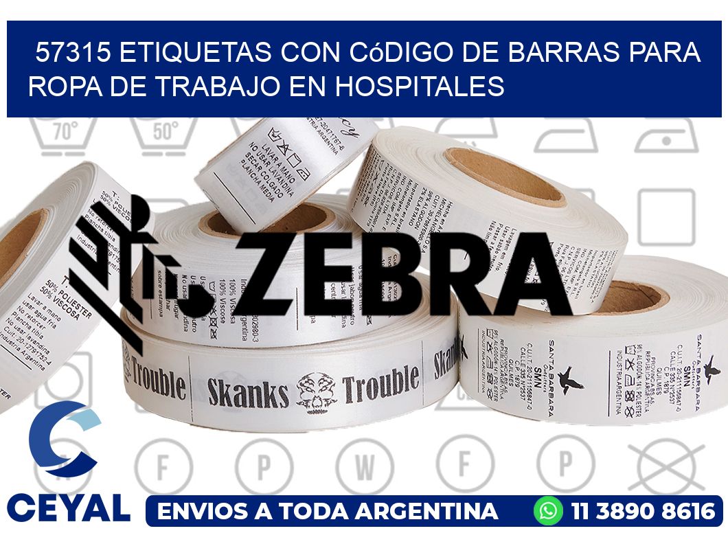 57315 Etiquetas con código de barras para ropa de trabajo en hospitales