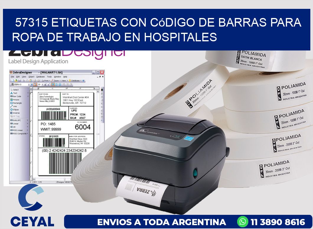 57315 Etiquetas con código de barras para ropa de trabajo en hospitales