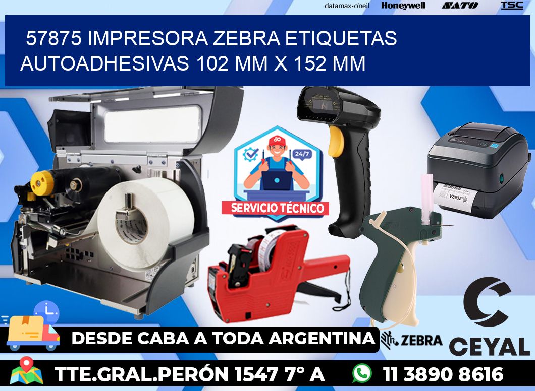 57875 impresora zebra etiquetas autoadhesivas 102 mm x 152 mm