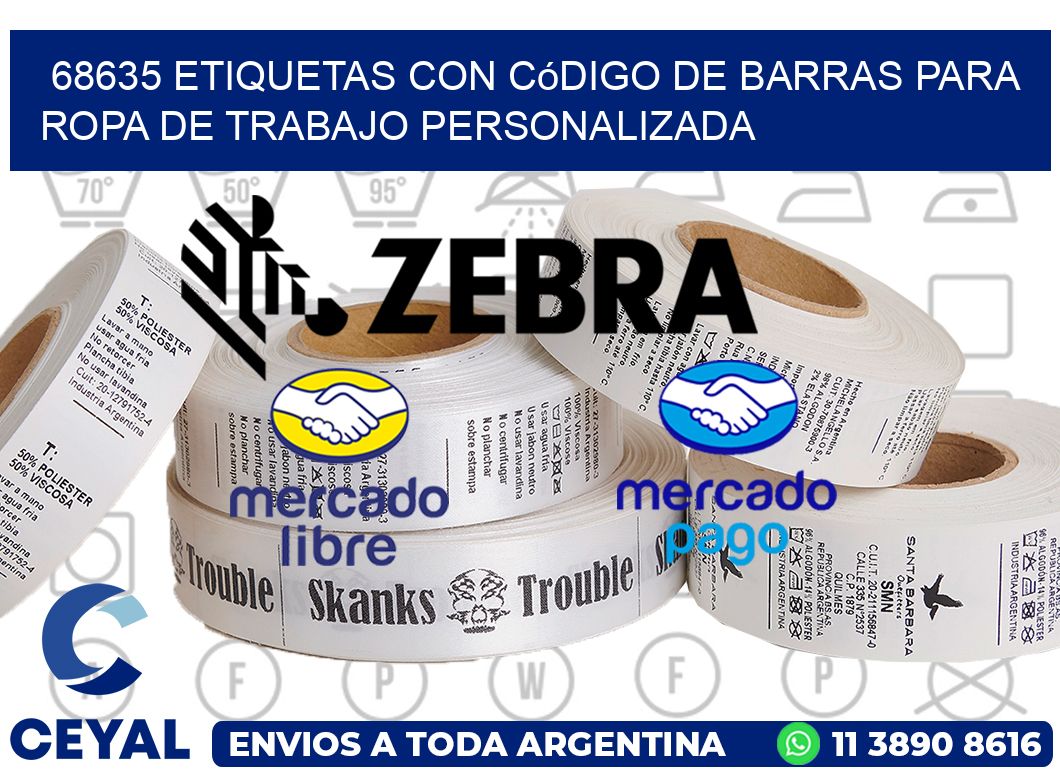 68635 Etiquetas con código de barras para ropa de trabajo personalizada