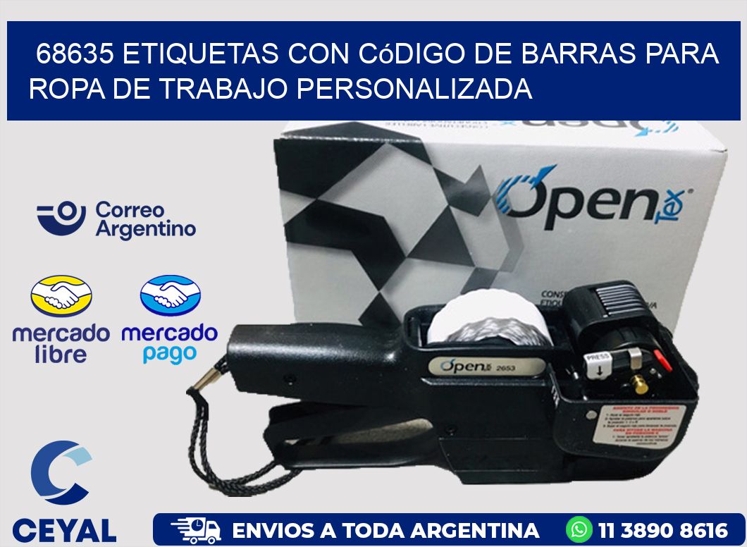 68635 Etiquetas con código de barras para ropa de trabajo personalizada