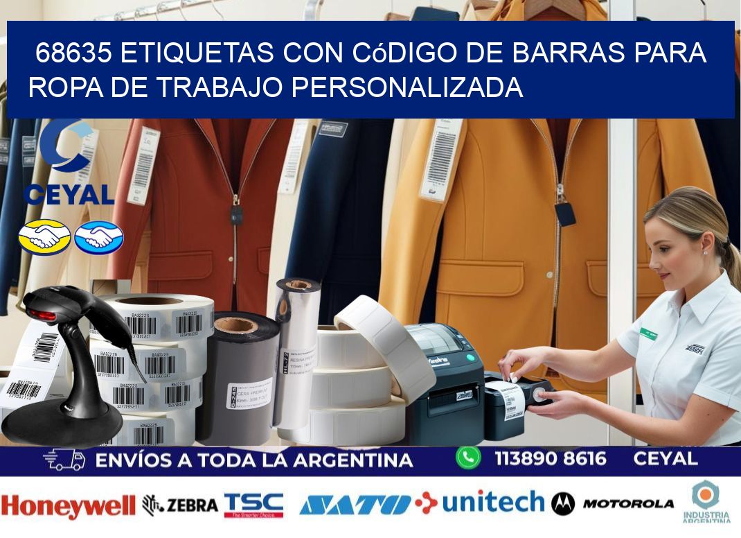 68635 Etiquetas con código de barras para ropa de trabajo personalizada