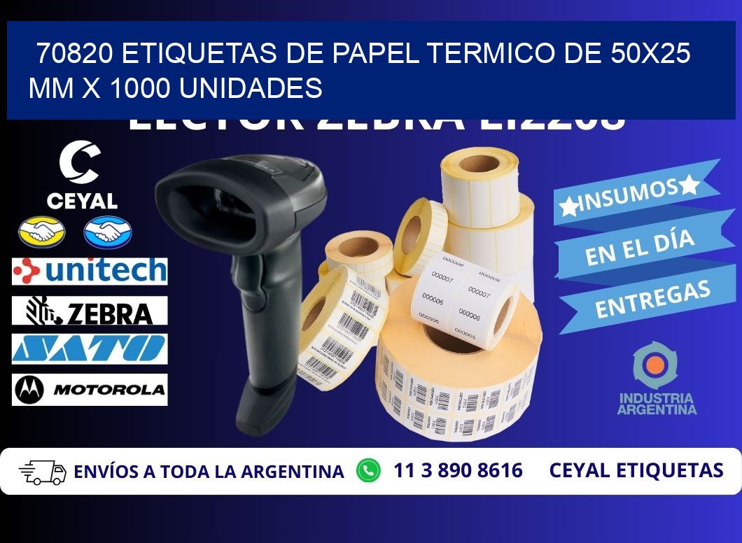 70820 Etiquetas De Papel Termico De 50x25 Mm X 1000 Unidades