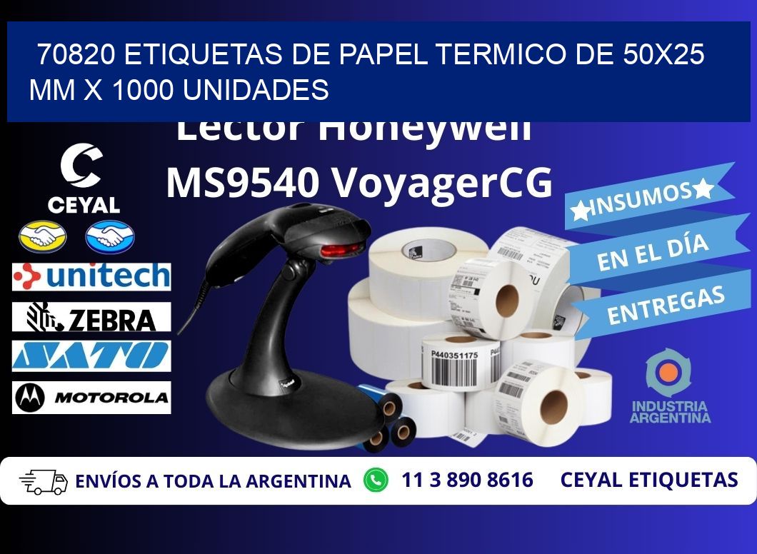 70820 Etiquetas De Papel Termico De 50x25 Mm X 1000 Unidades