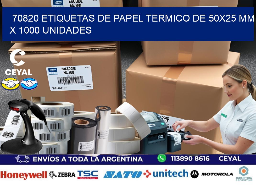 70820 Etiquetas De Papel Termico De 50x25 Mm X 1000 Unidades