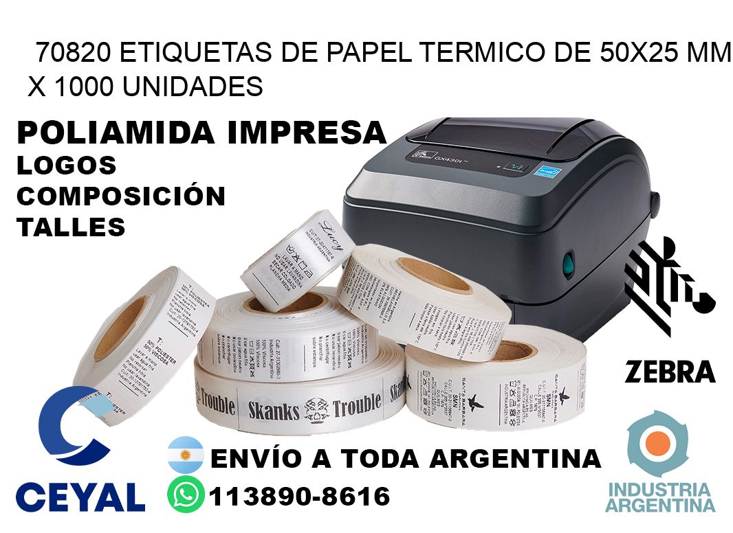 70820 Etiquetas De Papel Termico De 50×25 Mm X 1000 Unidades
