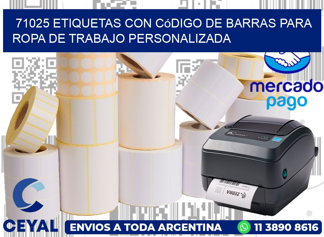 71025 Etiquetas con código de barras para ropa de trabajo personalizada