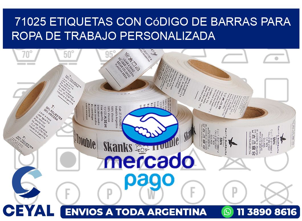 71025 Etiquetas con código de barras para ropa de trabajo personalizada