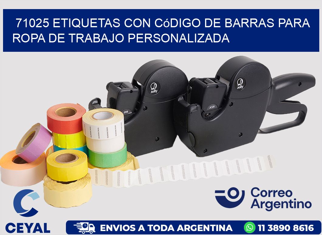 71025 Etiquetas con código de barras para ropa de trabajo personalizada