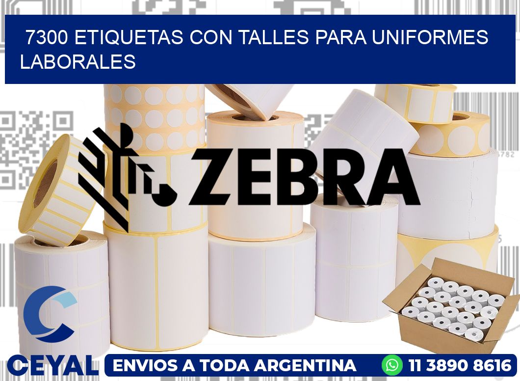 7300 etiquetas con talles para uniformes laborales