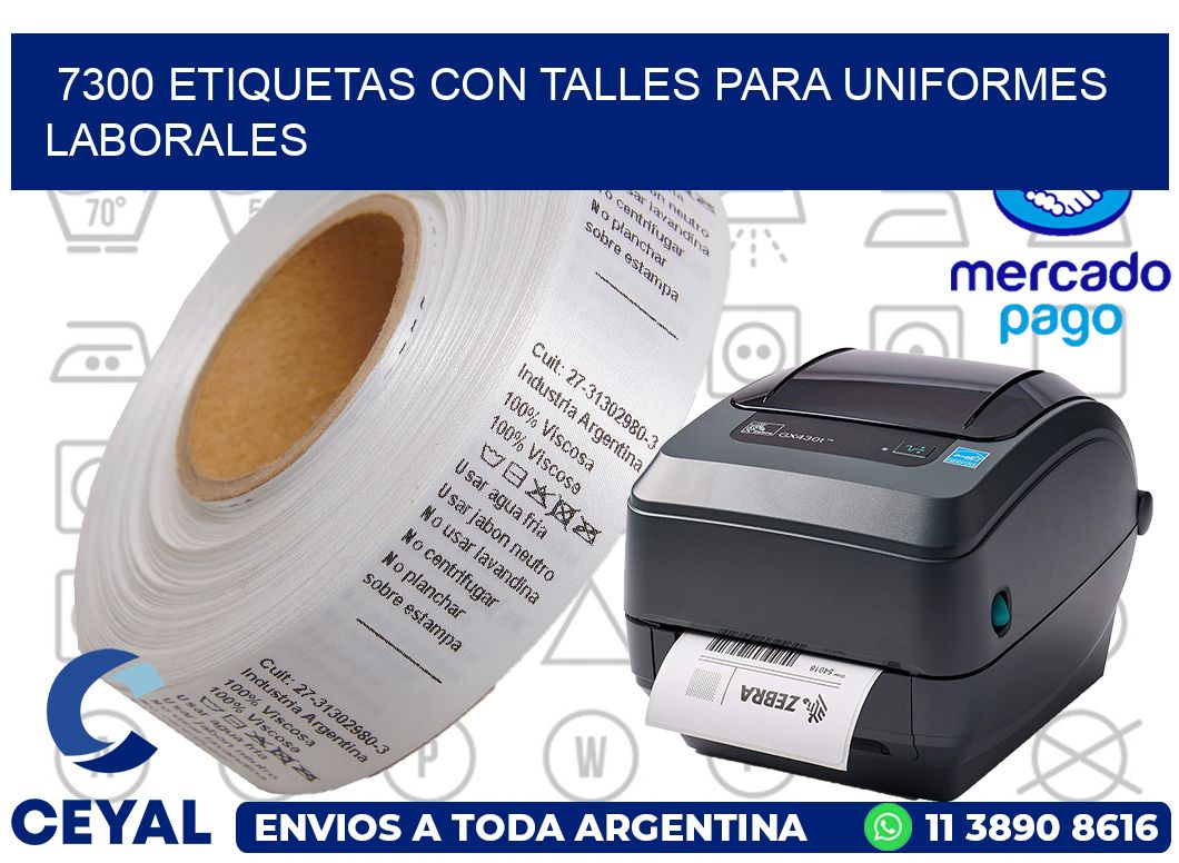 7300 etiquetas con talles para uniformes laborales