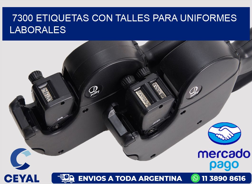 7300 etiquetas con talles para uniformes laborales