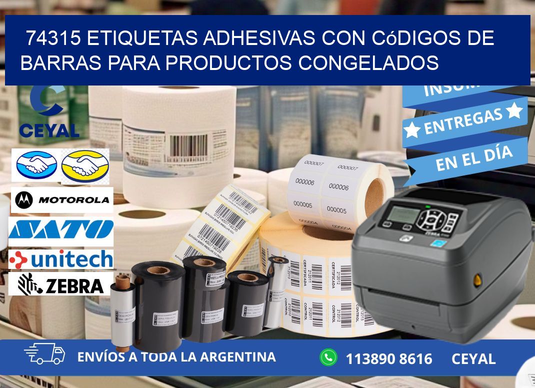 74315 Etiquetas adhesivas con códigos de barras para productos congelados