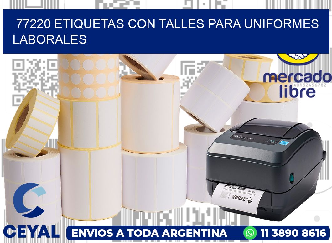 77220 etiquetas con talles para uniformes laborales