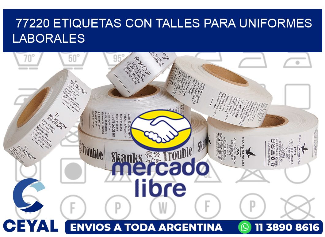 77220 etiquetas con talles para uniformes laborales