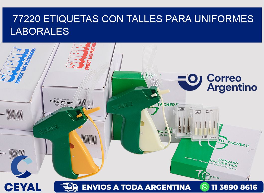77220 etiquetas con talles para uniformes laborales