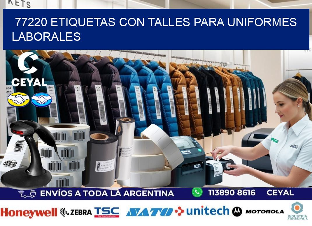 77220 etiquetas con talles para uniformes laborales