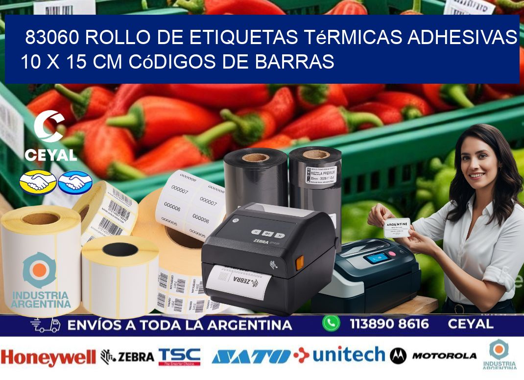 83060 Rollo de Etiquetas Térmicas Adhesivas 10 x 15 cm Códigos de Barras