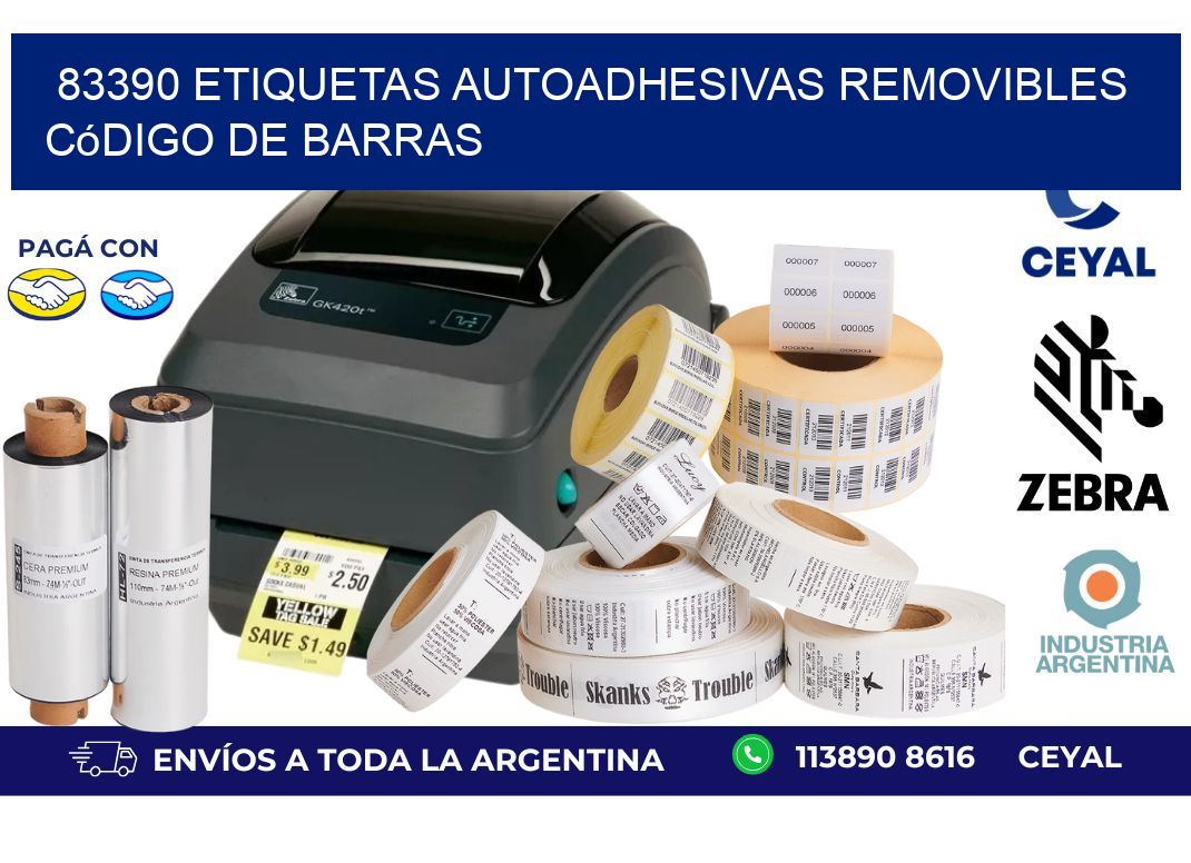 83390 etiquetas autoadhesivas removibles código de barras