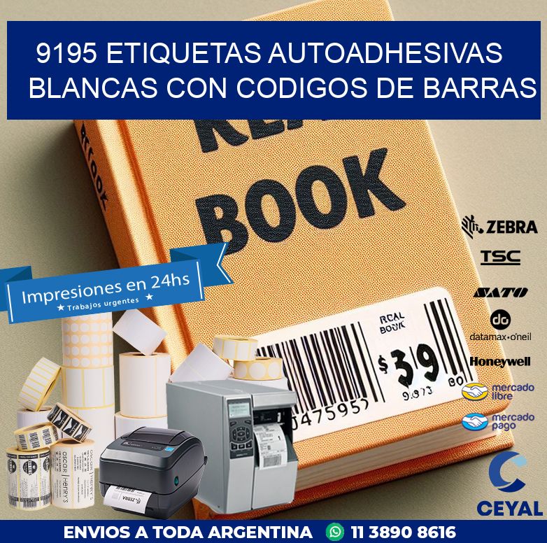 9195 etiquetas autoadhesivas blancas con codigos de barras