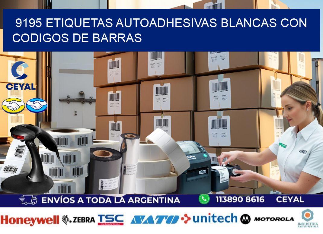 9195 etiquetas autoadhesivas blancas con codigos de barras