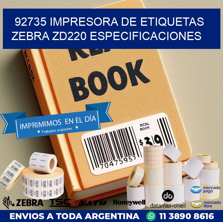 92735 impresora de etiquetas Zebra ZD220 especificaciones