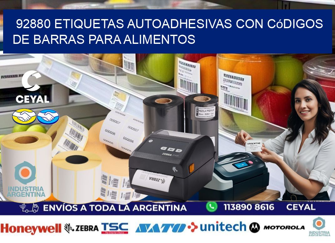 92880 Etiquetas autoadhesivas con códigos de barras para alimentos
