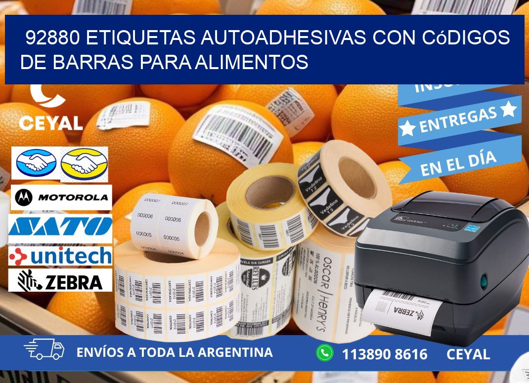 92880 Etiquetas autoadhesivas con códigos de barras para alimentos