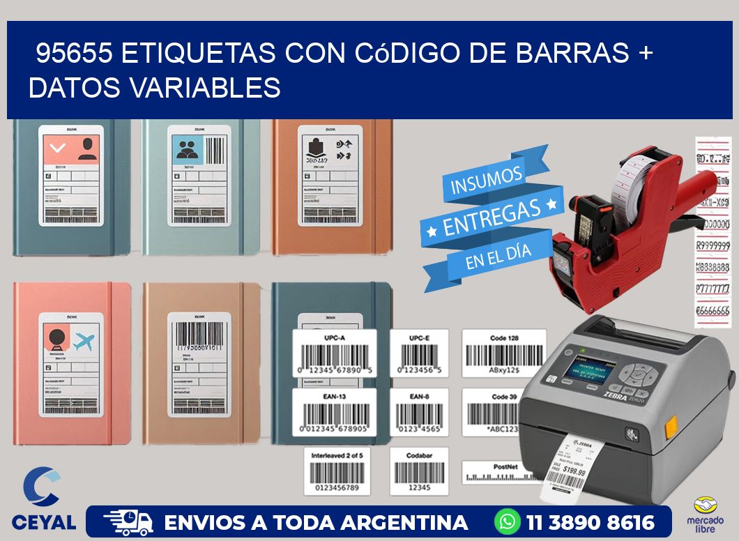95655 etiquetas con código de barras + datos variables