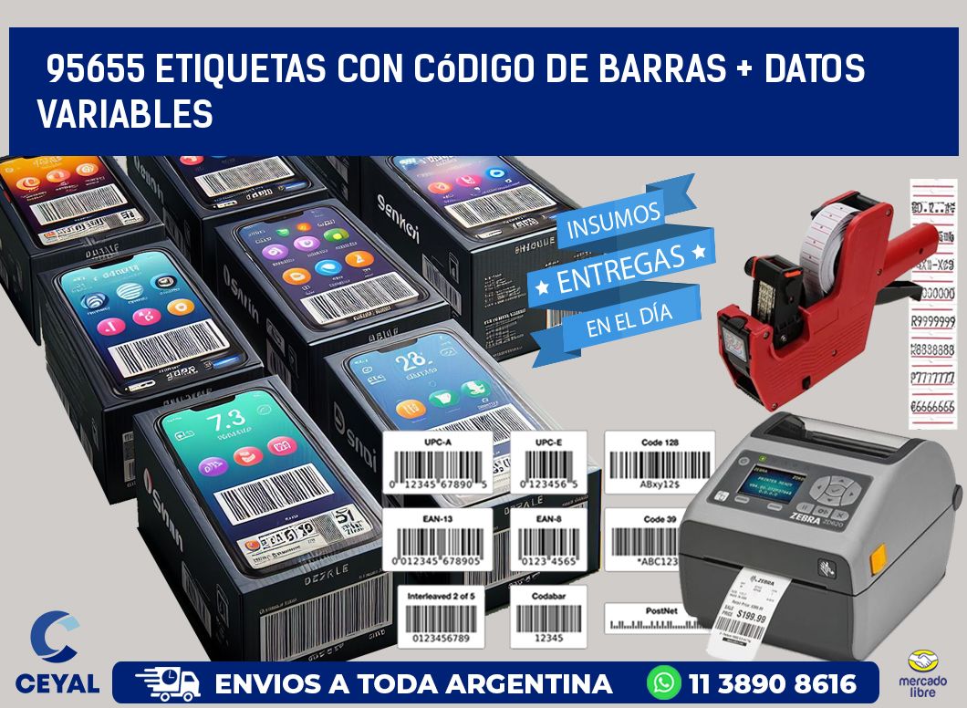 95655 etiquetas con código de barras + datos variables