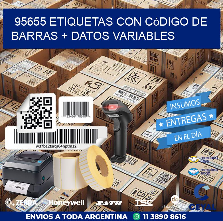 95655 etiquetas con código de barras + datos variables