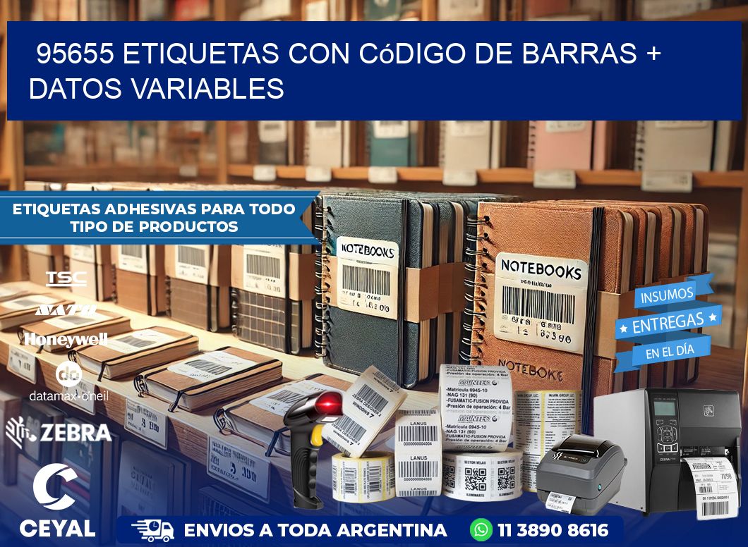 95655 etiquetas con código de barras + datos variables