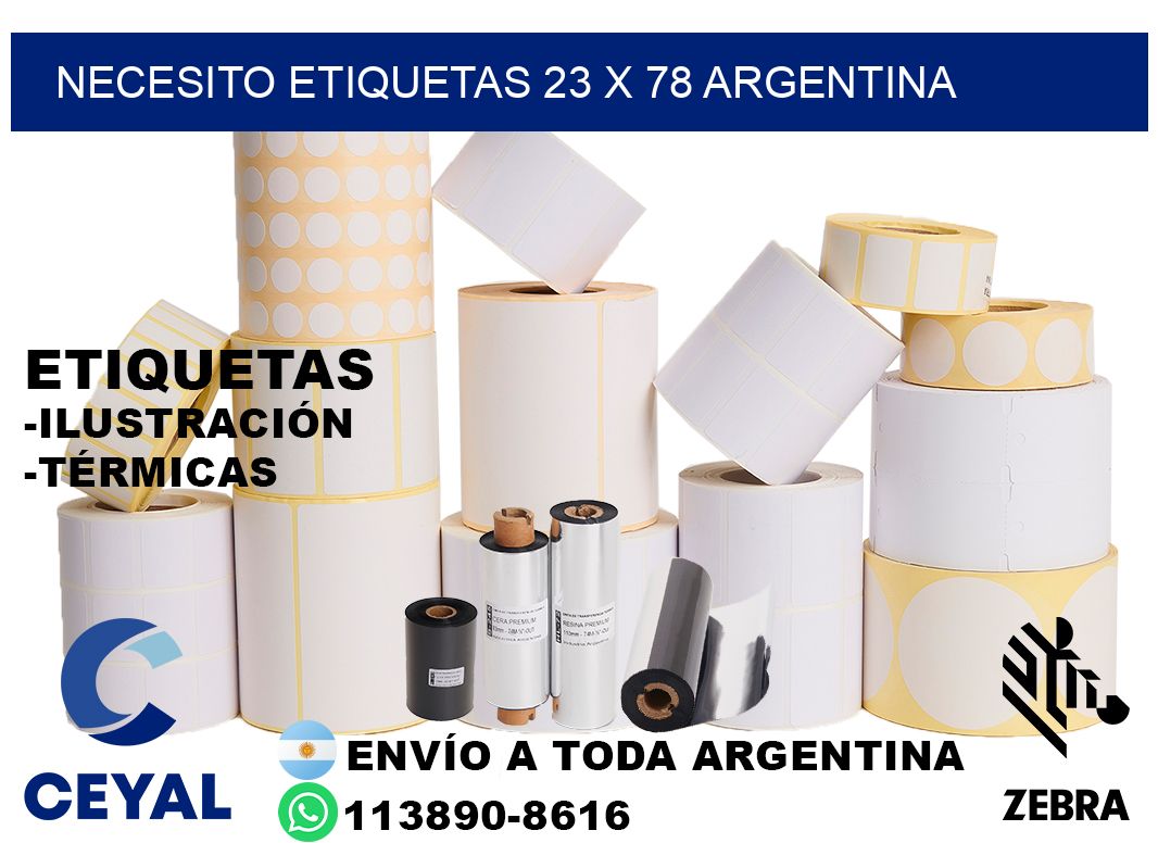 Necesito etiquetas 23 x 78 argentina