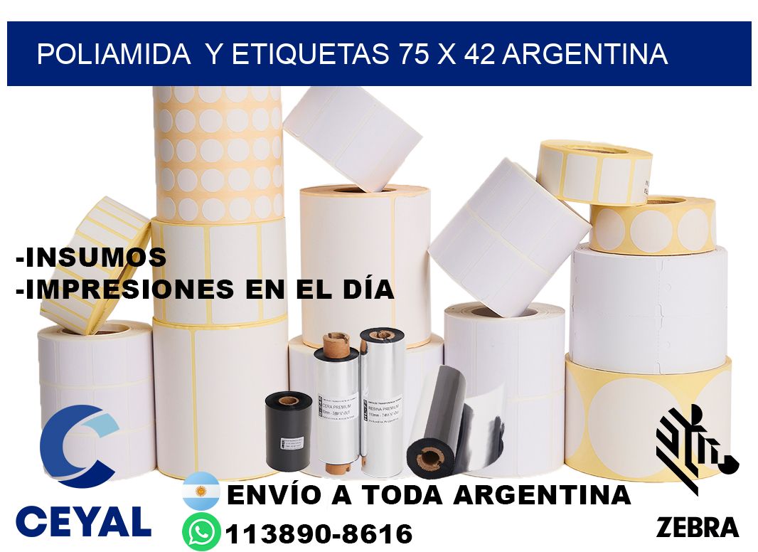 Poliamida  y etiquetas 75 x 42 argentina