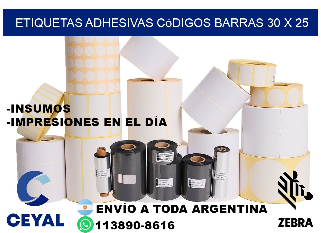 etiquetas adhesivas códigos barras 30 x 25