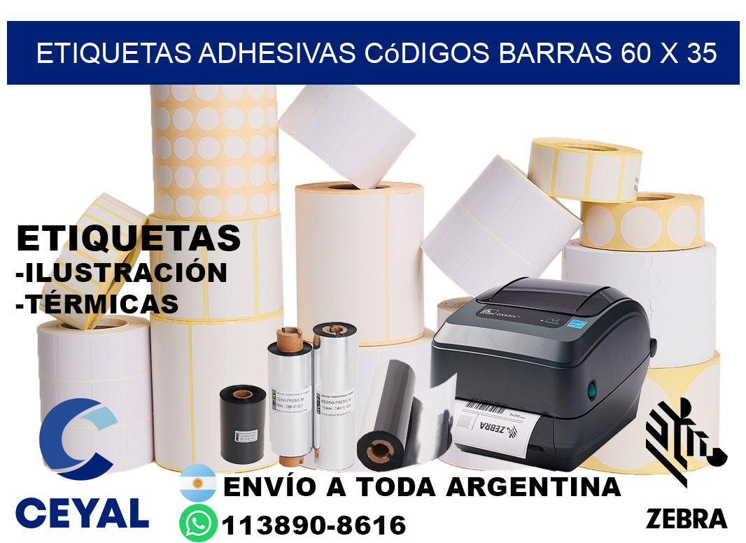 etiquetas adhesivas códigos barras 60 x 35