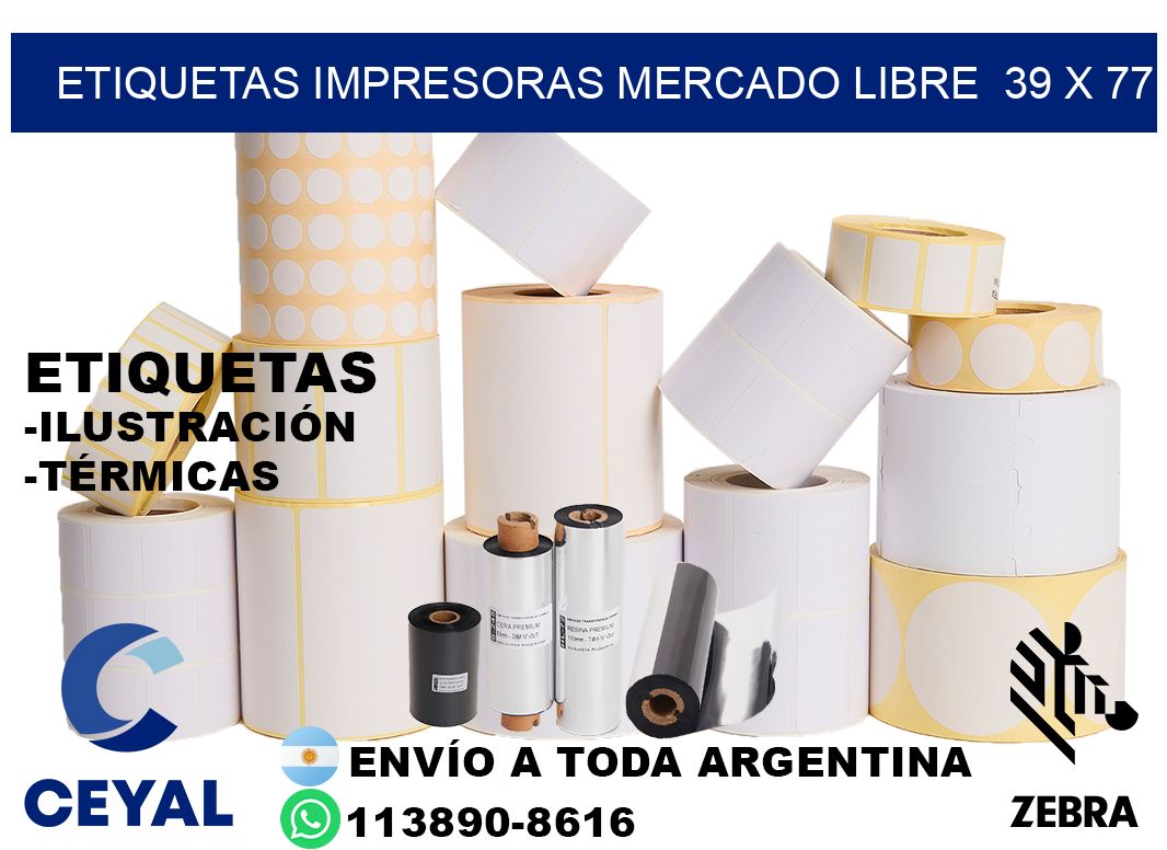 etiquetas impresoras mercado libre  39 x 77