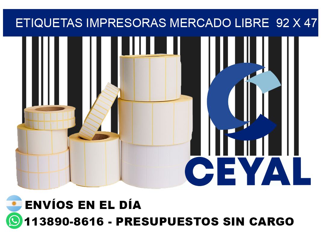 etiquetas impresoras mercado libre  92 x 47